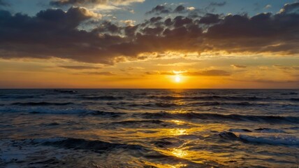 Obraz premium Celebrate World Photography Day with Stunning Ocean Sunset