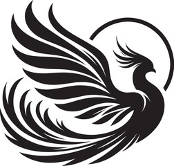 Beautiful Phoenix bird flying Silhouette vector illustration isolated on a white background