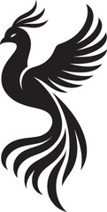 Beautiful Phoenix bird flying Silhouette vector illustration isolated on a white background