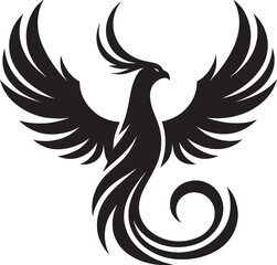 Beautiful Phoenix bird flying Silhouette vector illustration isolated on a white background