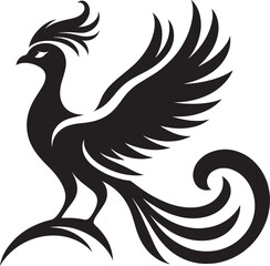 Beautiful Phoenix bird flying Silhouette vector illustration isolated on a white background