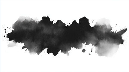 Obraz premium Black watercolor background. Artistic hand paint. Isolated on transparent background. isolated on white background,. Created using Generative AI Technology 