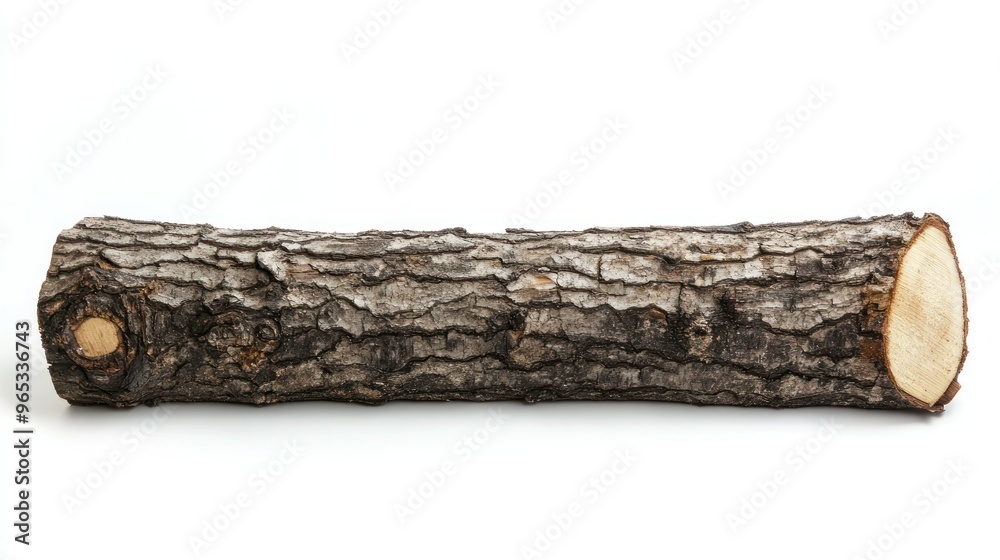 Aufkleber a single log of rough barked wood with a cut end