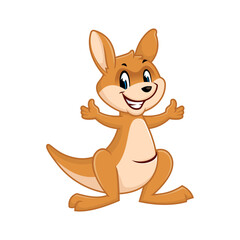 Cute and happy cartoon kangaroo waving. Perfect for children's books, illustrations, and designs.