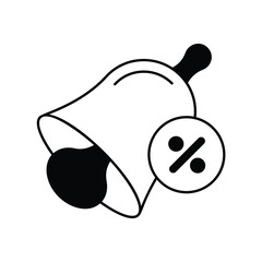 bell glyph icon with white background vector stock illustration