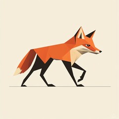 Obraz premium A minimalist illustration of a fox in a tilted angle view