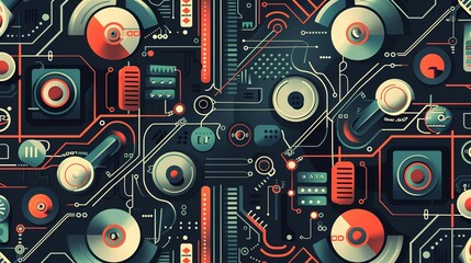 Obraz premium Retro techonlogy pattern wallpaper