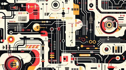 Obraz premium Retro techonlogy pattern wallpaper