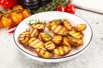 Grilled young small baby potato