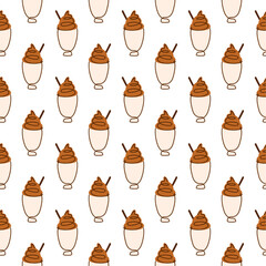 Chocolate milkshake seamless pattern. 