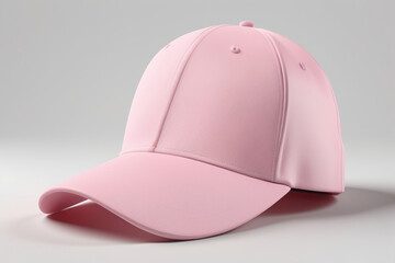 Blank pink baseball caps mockup on white background, AI Generated