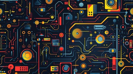 Obraz premium retro technology pattern wallpaper