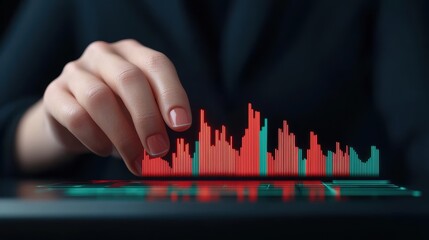 Futuristic Financial Planning with Holographic Currency Analysis in Sleek Office Setting -