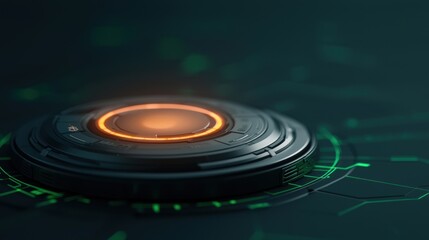 Obraz premium Futuristic Hologram Investment Strategy in High-Tech Office with Glowing Currency Interface - with Copy Space and Selective Focus