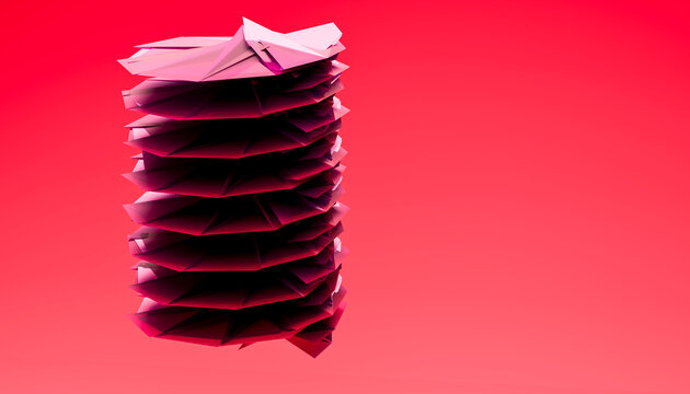 Illustration of magenta abstract art against red background