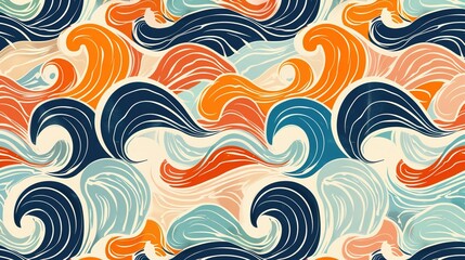 Fototapeta premium Retro wave pattern wallpaper