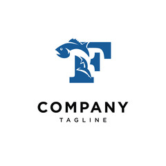 Letter F Tuna Fish logo icon vector.