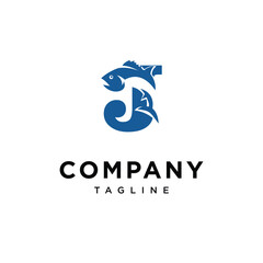 Letter J Tuna Fish logo icon vector.