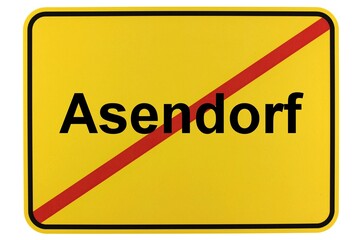 Illustration eines Ortsausgangsschildes der Gemeinde Asendorf in Niedersachsen
