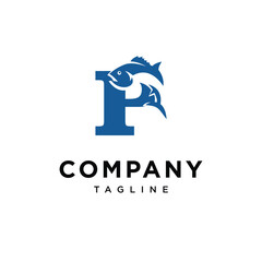 Letter P Tuna Fish logo icon vector.