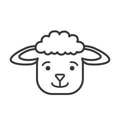 Cute fluffy lamb head icon. Newborn baby outline pictogram. Christmas and Easter religious symbol. Kids and farming themes. Vector illustration isolated on white. Smiling animal face. Thin line