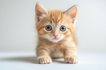 Obraz premium Adorable Kitten Reaching Out, Isolated on White Background, Perfect for Pet or Animal Related Concepts Generative AI