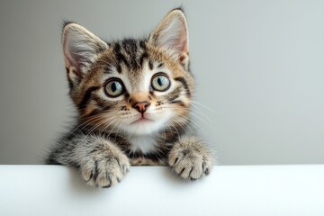 Obraz premium Adorable Kitten Reaching Out, Isolated on White Background, Perfect for Pet or Animal Related Concepts Generative AI