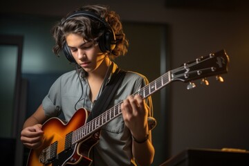 Obraz premium Music headphones musician guitar.