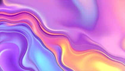 Naklejka premium Purple and blue wave Holo gradient. Swirling, iridescent liquid with hues. reminiscent of a cosmic nebula