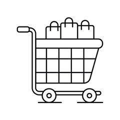 shopping cart line icon with white background vector stock illustration