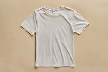 Simple Tshirt Flatlay mockup in beige background created with generative AI
