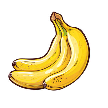 recommend clip art: A bunch of three yellow bananas with a white outline.