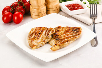 Grilled pork steak with sauce