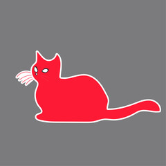 Pink Cat Sticker Vector Illustration – Cute and Playful Feline Design for Any Creative Use, Digital Art, Scrapbooking, Crafts, and Personalized Projects