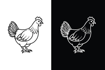 Clean Chicken Line Icon. Flat Graphic Design of a Hen Illustration