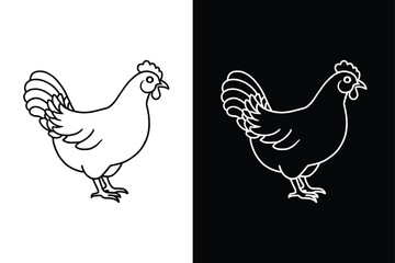 Fototapeta premium Chicken Line Art Icon. Modern Flat Design for Hen Graphics