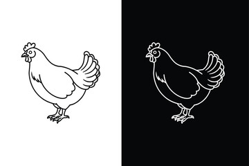 Minimalist Chicken Line Art. Flat Hen Icon for Graphic Design