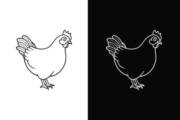 Chicken Line Icon. Flat Graphic Design for Hen Illustration