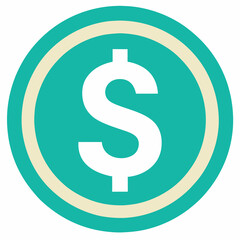 A dollar sign enclosed in a circle printed on a white background