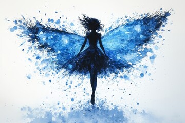 Fototapeta premium Whimsical Blue Splash Fairy in Augmented Reality Generative AI