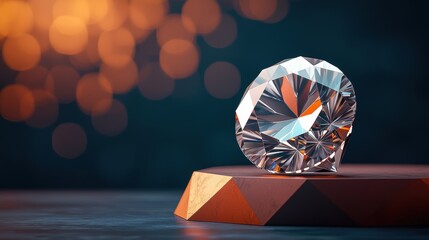 Shimmering Digital Diamond Hologram Wealth Symbol - Futuristic Luxury Concept with Copy Space for Text in Quality