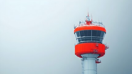 Radar Tower at Airport Monitoring Flight Data and Airspace