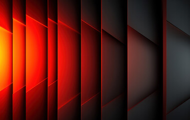 Abstract layered red and black geometric pattern with a glowing effect