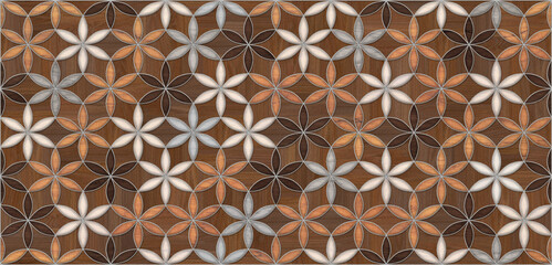 wood seamless Wall and Floor with a modern abstract mosaic geometric pattern.