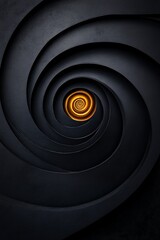 spiral abstract design with orange and black tones