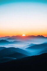 Fototapeta premium sunset over mountain landscape
