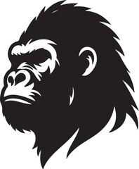 Gorilla head silhouette vector art illustration