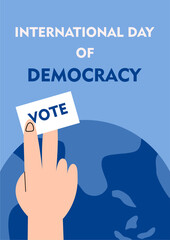 International Day of Democracy September 15 banner. Banner background poster design for Democracy Day or Vote Election Day suitable for social media post, poster, story, background and card