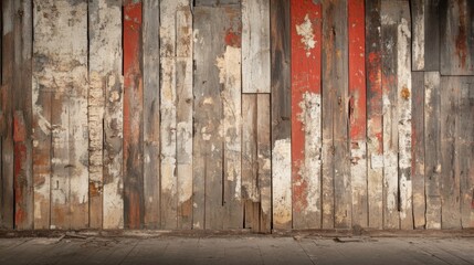 Warmly Lit Rustic Barn Wall with Peeling Paint and Natural Texture of Wooden Planks