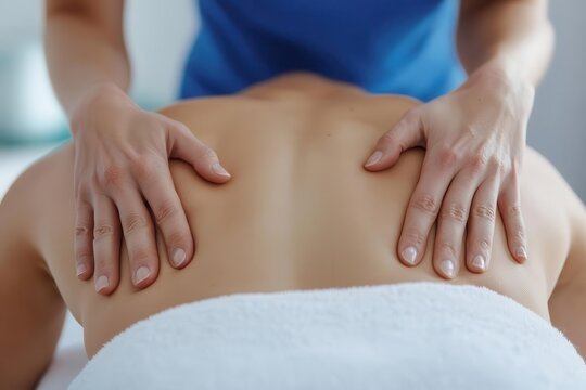 A person receiving manual therapy for their backache, with the therapist gently manipulating muscles, manual therapy back pain, hands-on treatment